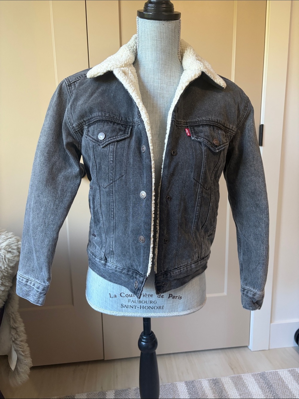 Levi's Washed Black Sherpa-Lined Denim Jacket